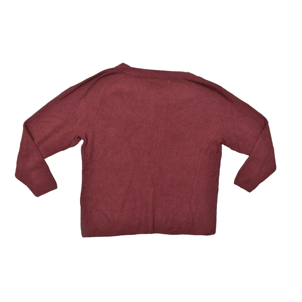 Banana Republic XL Burgundy Red V-Neck Ribbed Knit Wool Blend Pullover Sweater